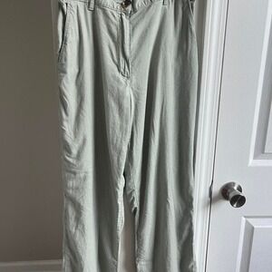 HM Sage Green Linen Blend High Waisted Straight Leg Pants Womens Size 8
